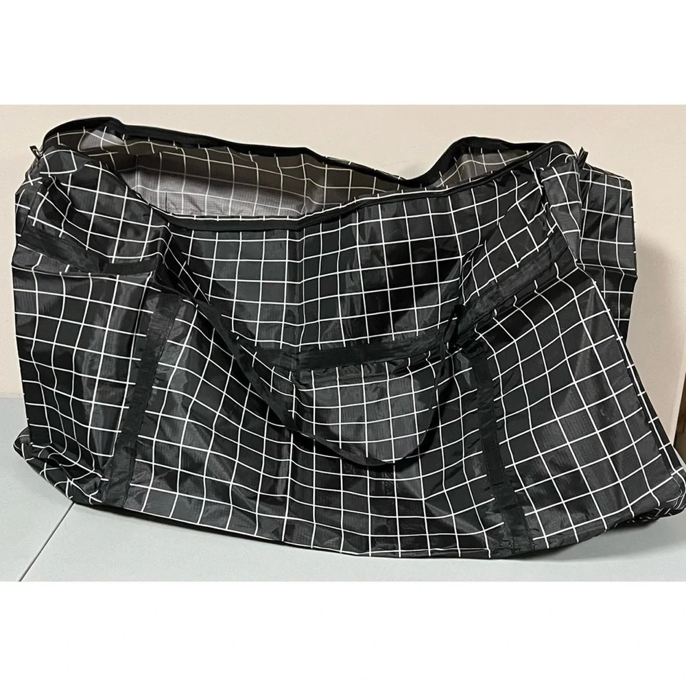 Black White Checkered Plaid Laundry Storage Bag Pouch Sack Organizer Size XXL 🖤